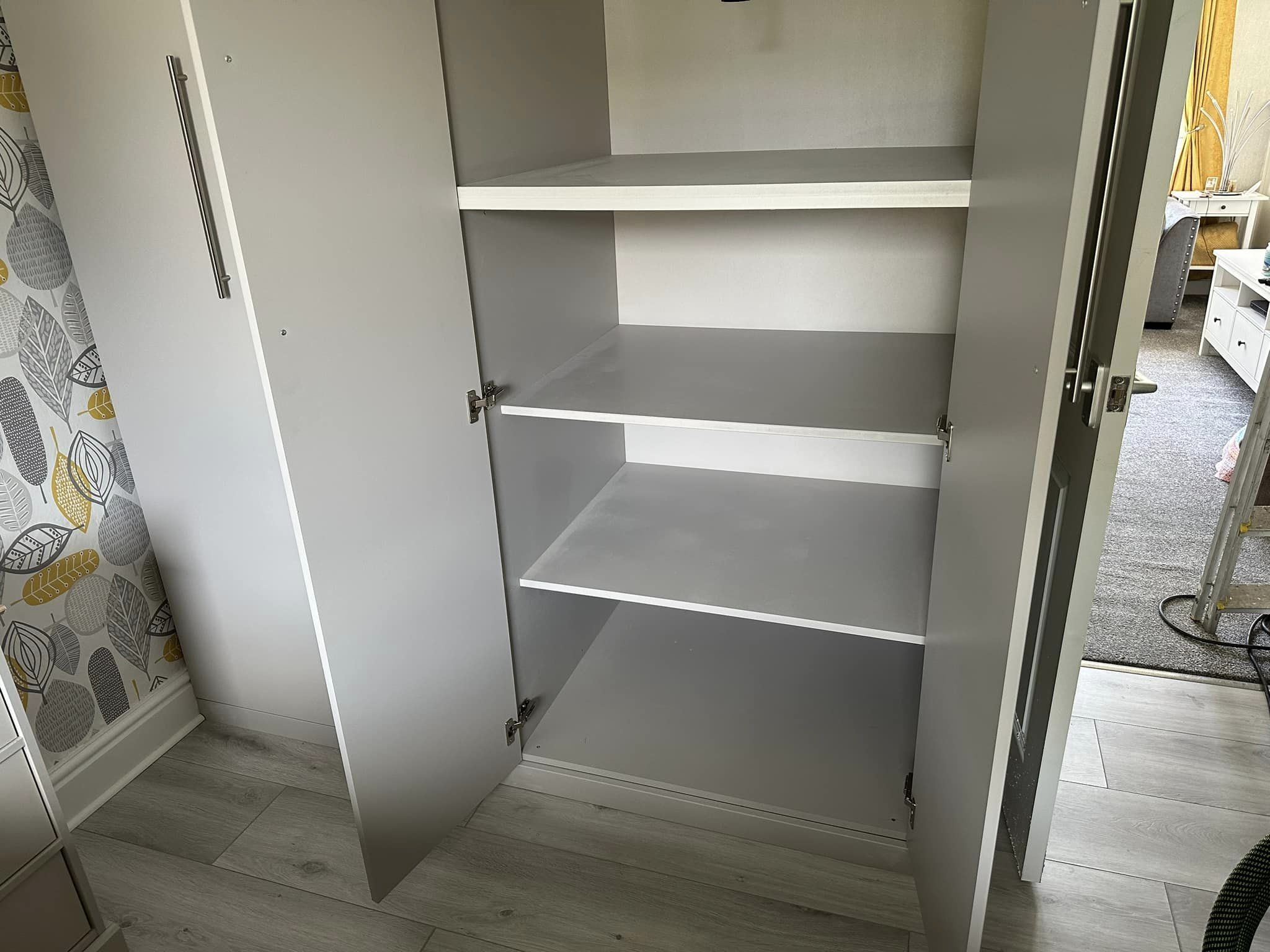 Storage sections of a wardrobe