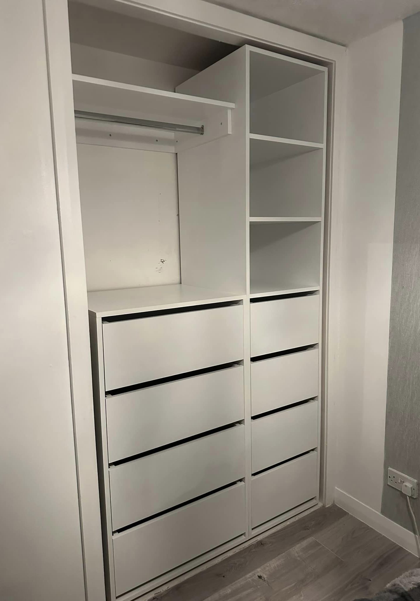 Bespoke storage in a wardrobe